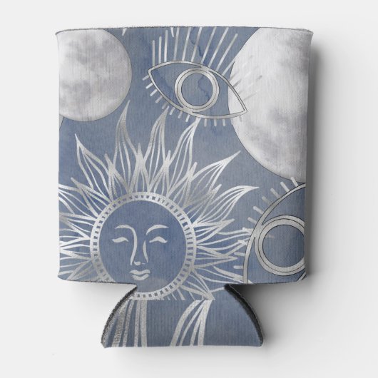Rafraîchisseur Pour Canette Mystique solaire | Dusty Blue Silver Moon Stars So (Devant)
