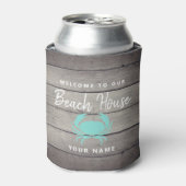 Rafraîchisseur Pour Canette Nautical Beach House Crabe Turquoise rustique Pers (Can devant)