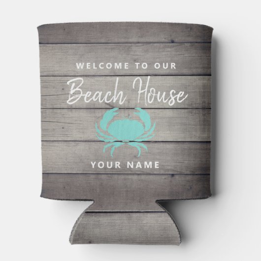Rafraîchisseur Pour Canette Nautical Beach House Crabe Turquoise rustique Pers (Dos)