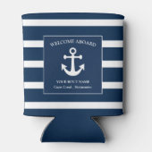 Rafraîchisseur Pour Canette Nautical Navy Blue Welcome Aboard Nom du bateau An (Dos)