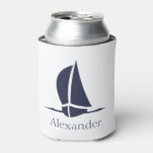 Rafraîchisseur Pour Canette Nautical White Sailboat Navy blue Coastal Monogram (Can devant)