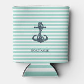 Rafraîchisseur Pour Canette Nautique, Ancre, Bandes vertes à la menthe (Devant)