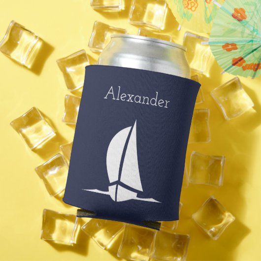 Rafraîchisseur Pour Canette Nautique Blancs Marine Bleu Côte (Été in situ)