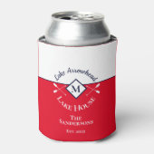 Rafraîchisseur Pour Canette Nautique Rouge moderne Monogram Lake House Can Coo (Can devant)