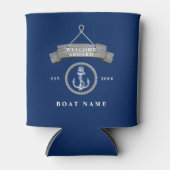 Rafraîchisseur Pour Canette Nautique rustique nom de bateau ancre corde marine (Devant)