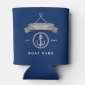 Rafraîchisseur Pour Canette Nautique rustique nom de bateau ancre corde marine (Dos)