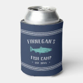 Rafraîchisseur Pour Canette Navy & Aqua Rustic Fishing Cabin Personalized (Can devant)