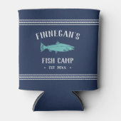 Rafraîchisseur Pour Canette Navy & Aqua Rustic Fishing Cabin Personalized (Devant)
