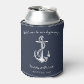 Rafraîchisseur Pour Canette Navy Blue Nautical Anchor Wedding (Can devant)