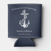 Rafraîchisseur Pour Canette Navy Blue Nautical Anchor Wedding (Devant)