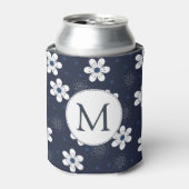Rafraîchisseur Pour Canette Navy Blue Pretty Floral Monogram (Can devant)