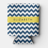Rafraîchisseur Pour Canette Navy Blue Zigzag, Navy Blue Chevron, Votre nom (Devant)