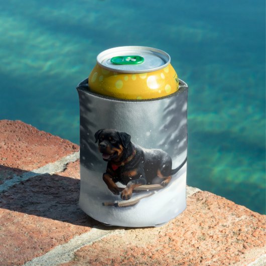 Rafraîchisseur Pour Canette Neige de Noël Rottweiler hiver Oreiller (Piscine in situ)