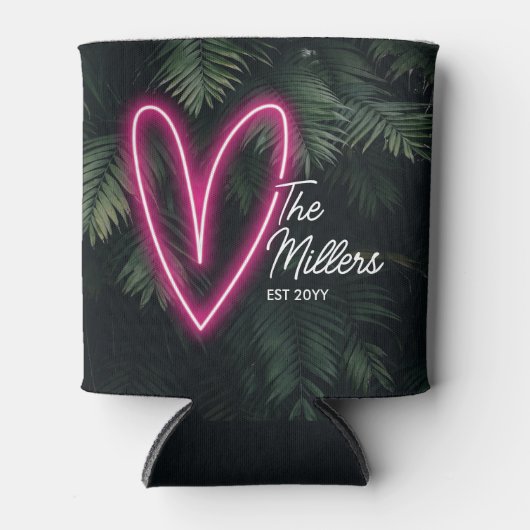 Rafraîchisseur Pour Canette Neon Tropical Palm Love Wedding Favor (Devant)