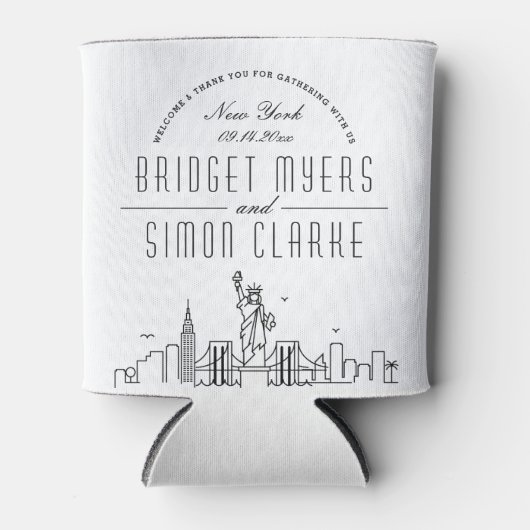Rafraîchisseur Pour Canette New York stylisé | Mariage peut refroidir (Devant)