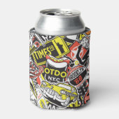 Rafraîchisseur Pour Canette New York urbain : patchwork autocollant. (Can devant)