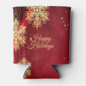 Rafraîchisseur Pour Canette Noël cadeau Red Golden Snowflakes Holiday (Devant)