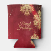 Rafraîchisseur Pour Canette Noël cadeau Red Golden Snowflakes Holiday (Dos)