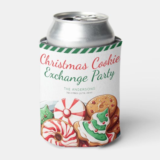 Rafraîchisseur Pour Canette Noël Cookie Exchange Party Festive Vert (Can devant)