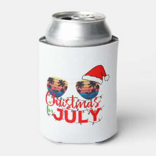 Rafraîchisseur Pour Canette Noël en juillet Santa Hat Sunglasses Beach