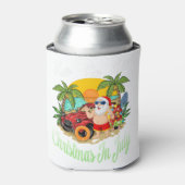 Rafraîchisseur Pour Canette Noël En Juillet Tee Funny Père Noël Summer Beach (Can devant)