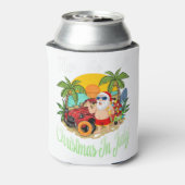 Rafraîchisseur Pour Canette Noël En Juillet Tee Funny Père Noël Summer Beach (Can Dos)