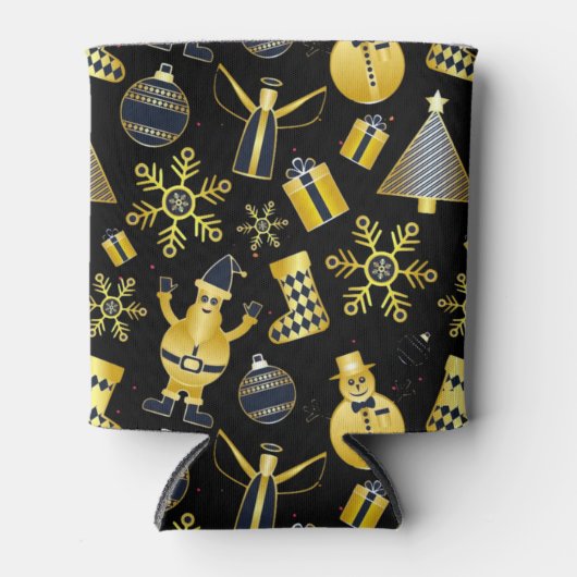 Rafraîchisseur Pour Canette Noël Gold Père Noël Snowman Stocker Motif (Devant)