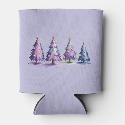 Rafraîchisseur Pour Canette Noël violet arbres vacances hiver (Devant)