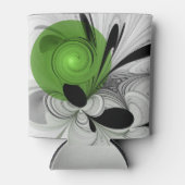 Rafraîchisseur Pour Canette Noir Abstrait et blanc avec art fractal vert (Devant)