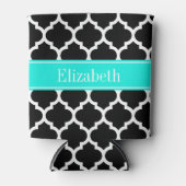 Rafraîchisseur Pour Canette Noir Blanc Marocain #5 Brt Nom Aqua Monogramme (Devant)