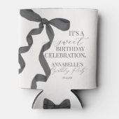 Rafraîchisseur Pour Canette Noir Coquette Bow Girl Fête d'anniversaire Faveurs (Devant)