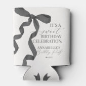 Rafraîchisseur Pour Canette Noir Coquette Bow Girl Fête d'anniversaire Faveurs (Dos)