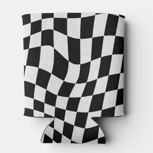 Rafraîchisseur Pour Canette Noir et blanc À damiers Retro Faveurs de mariage (Dos)