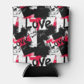 Rafraîchisseur Pour Canette Noir et blanc avec taches rouges amour motif (Devant)