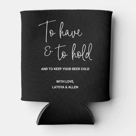 Rafraîchisseur Pour Canette Noir Pour Avoir Et Tenir La Bière Mariage Froid (Devant)