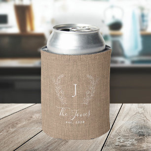 Rafraîchisseur Pour Canette Nom de famille personnalisé monogramme rustique bu