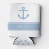 Rafraîchisseur Pour Canette Nom de l'Ancre marine bleu moderne (Devant)