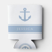 Rafraîchisseur Pour Canette Nom de l'Ancre marine bleu moderne (Dos)