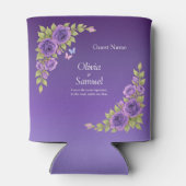 Rafraîchisseur Pour Canette Nom de l'invité Fleurs mauves pourpres et Mariage (Dos)