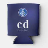 Rafraîchisseur Pour Canette Nom des initiales du monogramme nautique bleu mari (Devant)
