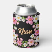 Rafraîchisseur Pour Canette Nom devant les fleurs blanches et roses (Can devant)