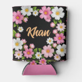 Rafraîchisseur Pour Canette Nom devant les fleurs blanches et roses (Devant)