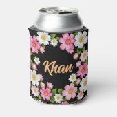 Rafraîchisseur Pour Canette Nom devant les fleurs blanches et roses (Can Dos)