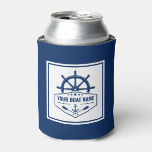 Rafraîchisseur Pour Canette Nom du bateau Ancre nautique Oars Helm Navy Blue