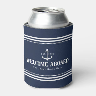 Rafraîchisseur Pour Canette Nom du bateau année personnalisée bleu marine Bien