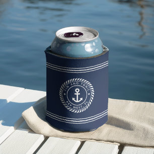 Rafraîchisseur Pour Canette Nom du bateau de marine et d'Ancre blanche