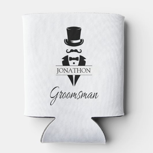 Rafraîchisseur Pour Canette Nom du Groomsman Tuxedo Silhouette (Dos)