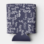 Rafraîchisseur Pour Canette Nom du monogramme bleu moderne (Dos)