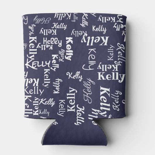 Rafraîchisseur Pour Canette Nom du monogramme bleu moderne (Dos)