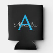 Rafraîchisseur Pour Canette Nom du monogramme de la fille en noir bleu (Dos)